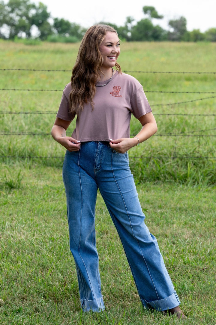 Embroidered Boot Tee - Lunabelle West