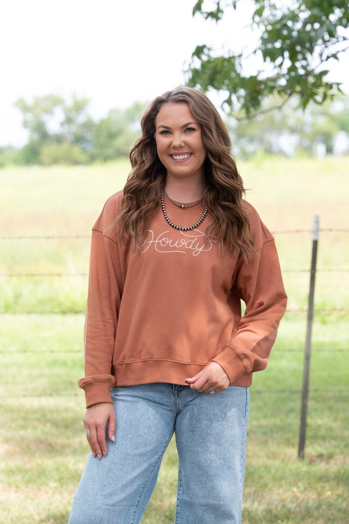 Howdy Embroidered Crewneck - Lunabelle West