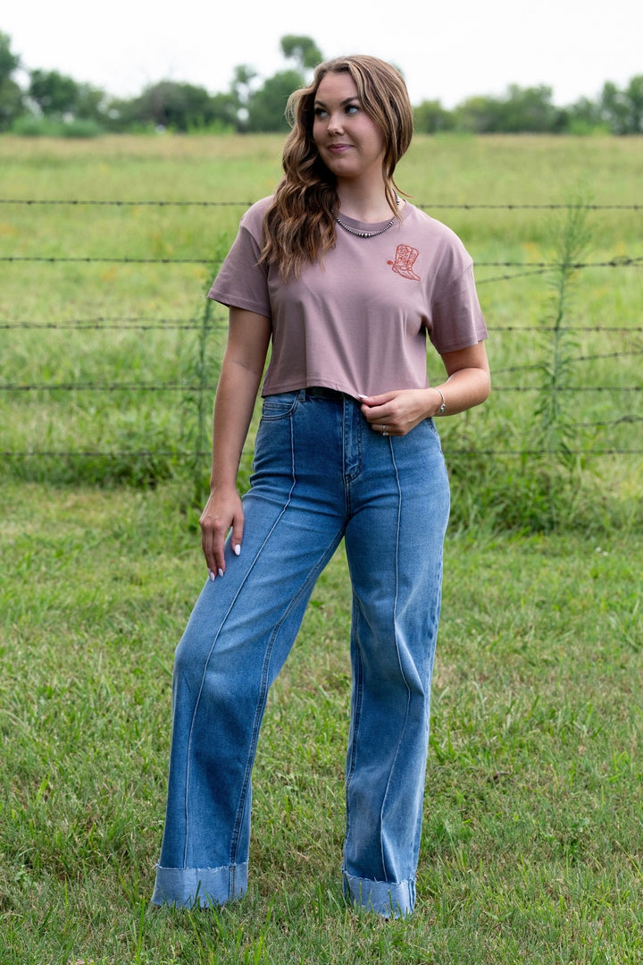 Embroidered Boot Tee - Lunabelle West