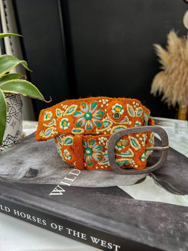Mikayla Embroidered Wool Belt - Lunabelle West