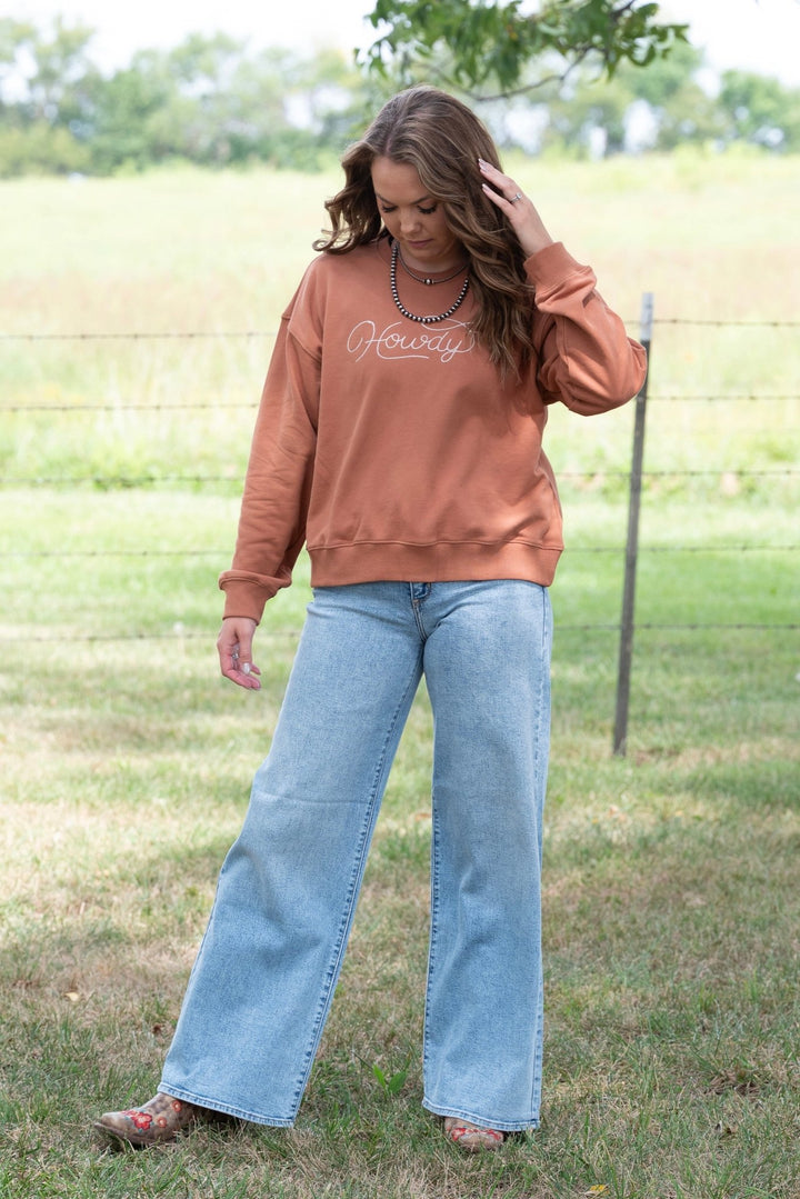 Howdy Embroidered Crewneck - Lunabelle West