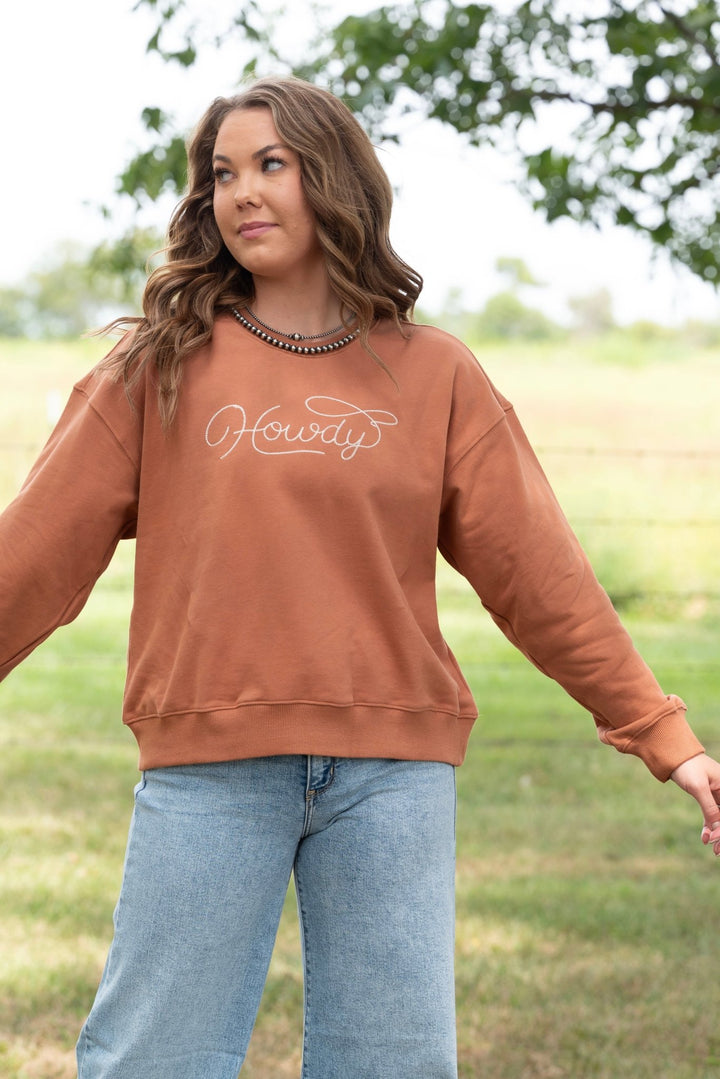 Howdy Embroidered Crewneck - Lunabelle West
