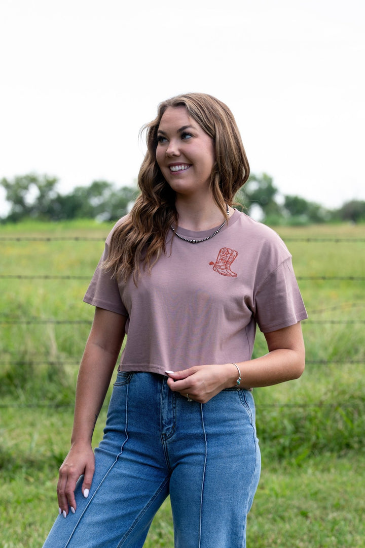 Embroidered Boot Tee - Lunabelle West