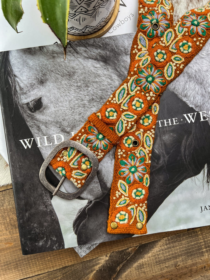 Mikayla Embroidered Wool Belt - Lunabelle West