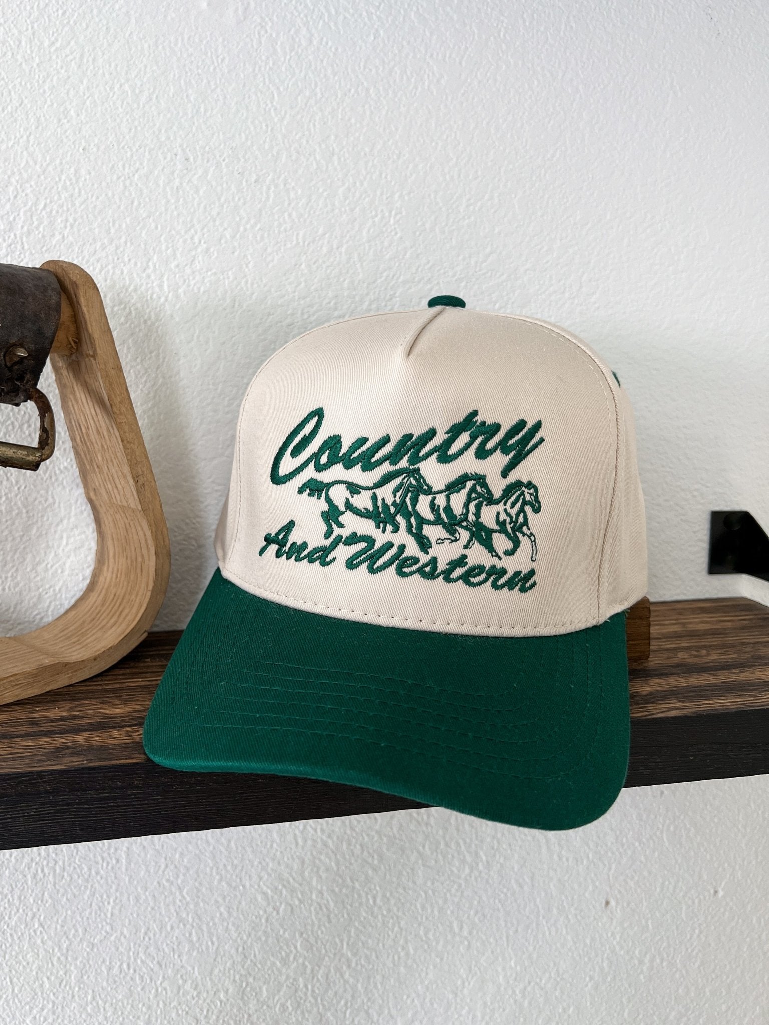 Unisex Green Western Trucker Hat Vintage Cowboy Country Cute Baseball Cap Coastal Cowboy Trucker Hat – Uptown Hippie main image 3