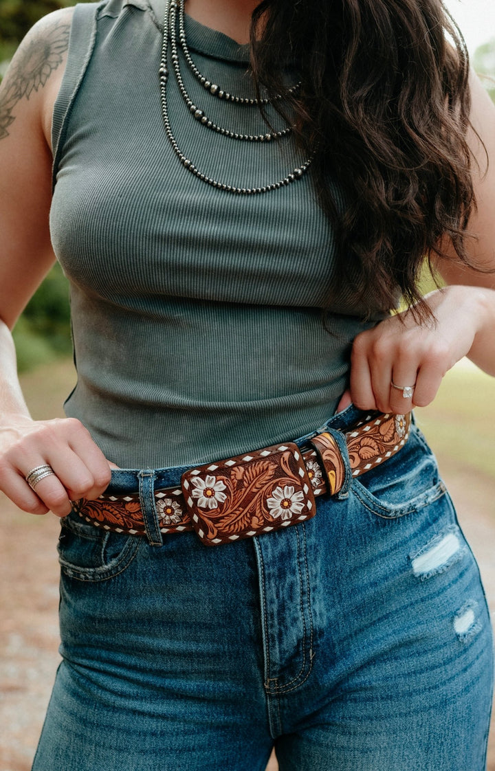 Langston Tooled Belt - Lunabelle West