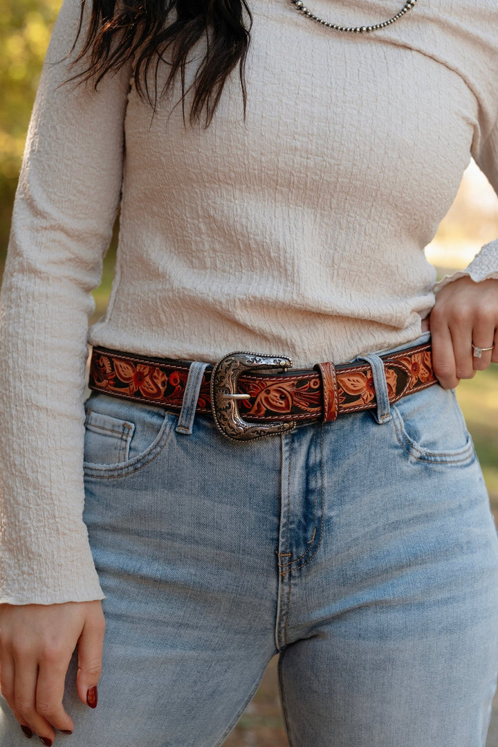 Matteson Tooled Belt - Lunabelle West