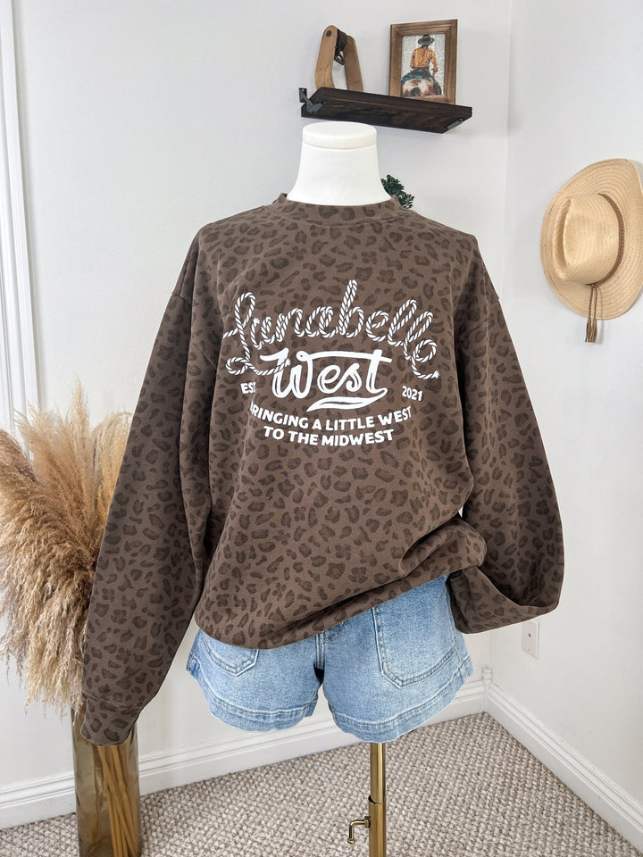 LW Logo Leopard Crewneck - Lunabelle West