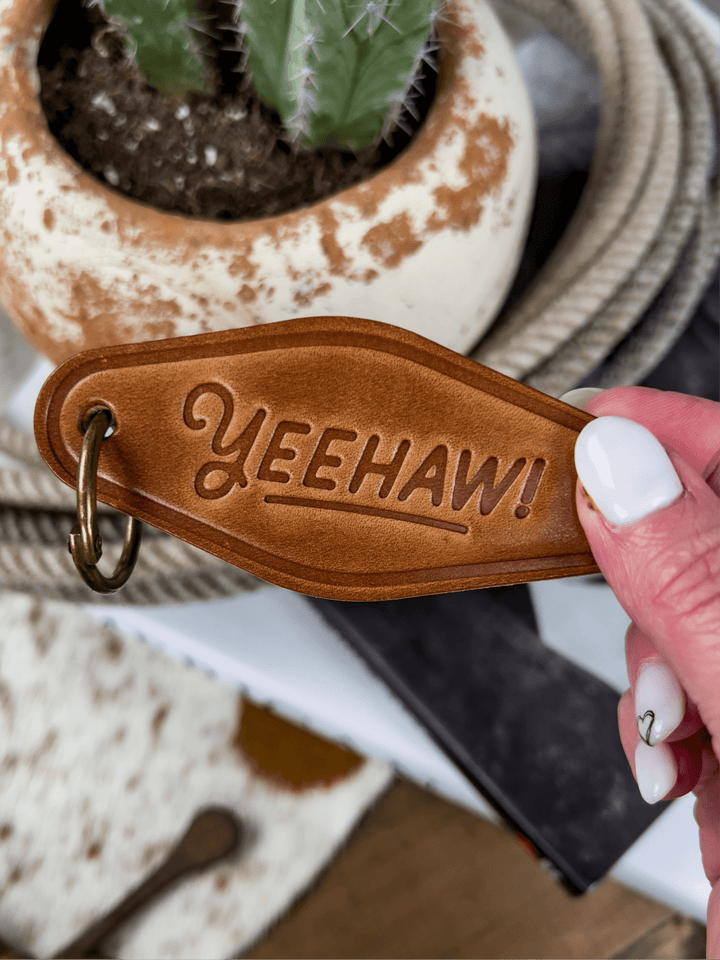 Yeehaw Leather Keychain - Lunabelle West