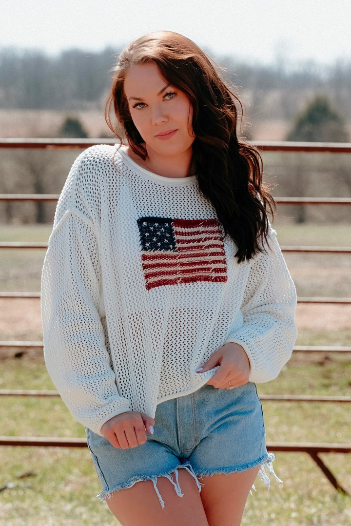 American Flag Knitted Top - Lunabelle West