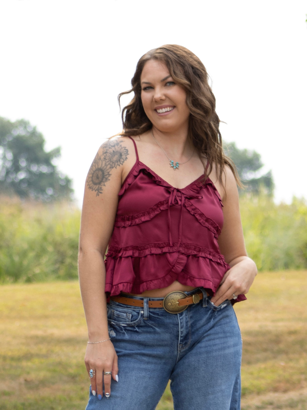 Sangria Ruffle Top
