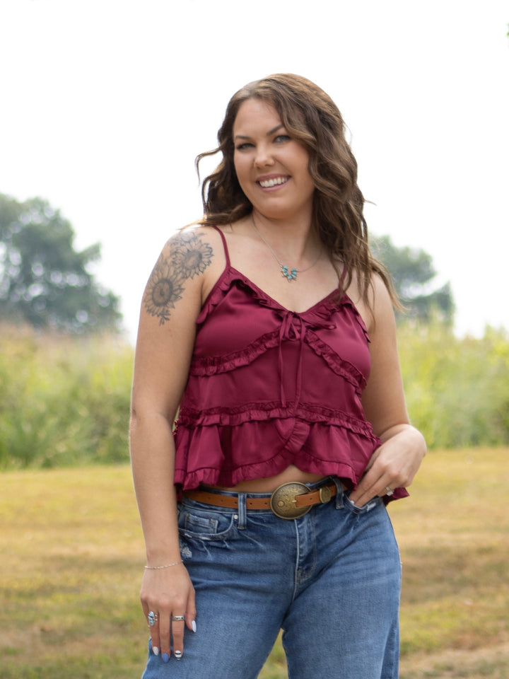 Sangria Ruffle Top