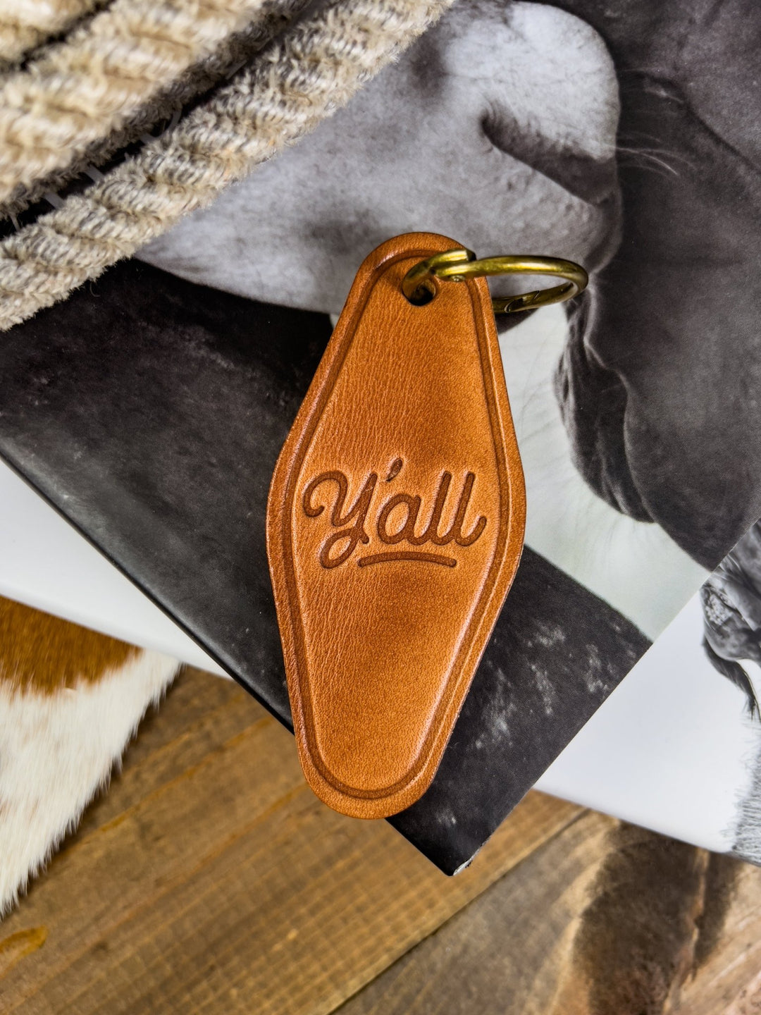 Y'all Leather Keychain - Lunabelle West