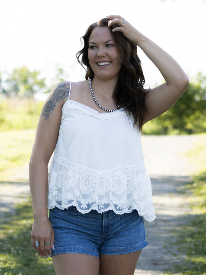Maris Embroidered Lace Tank