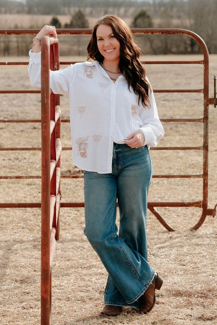 Riverton Embroidered Button Down - Lunabelle West