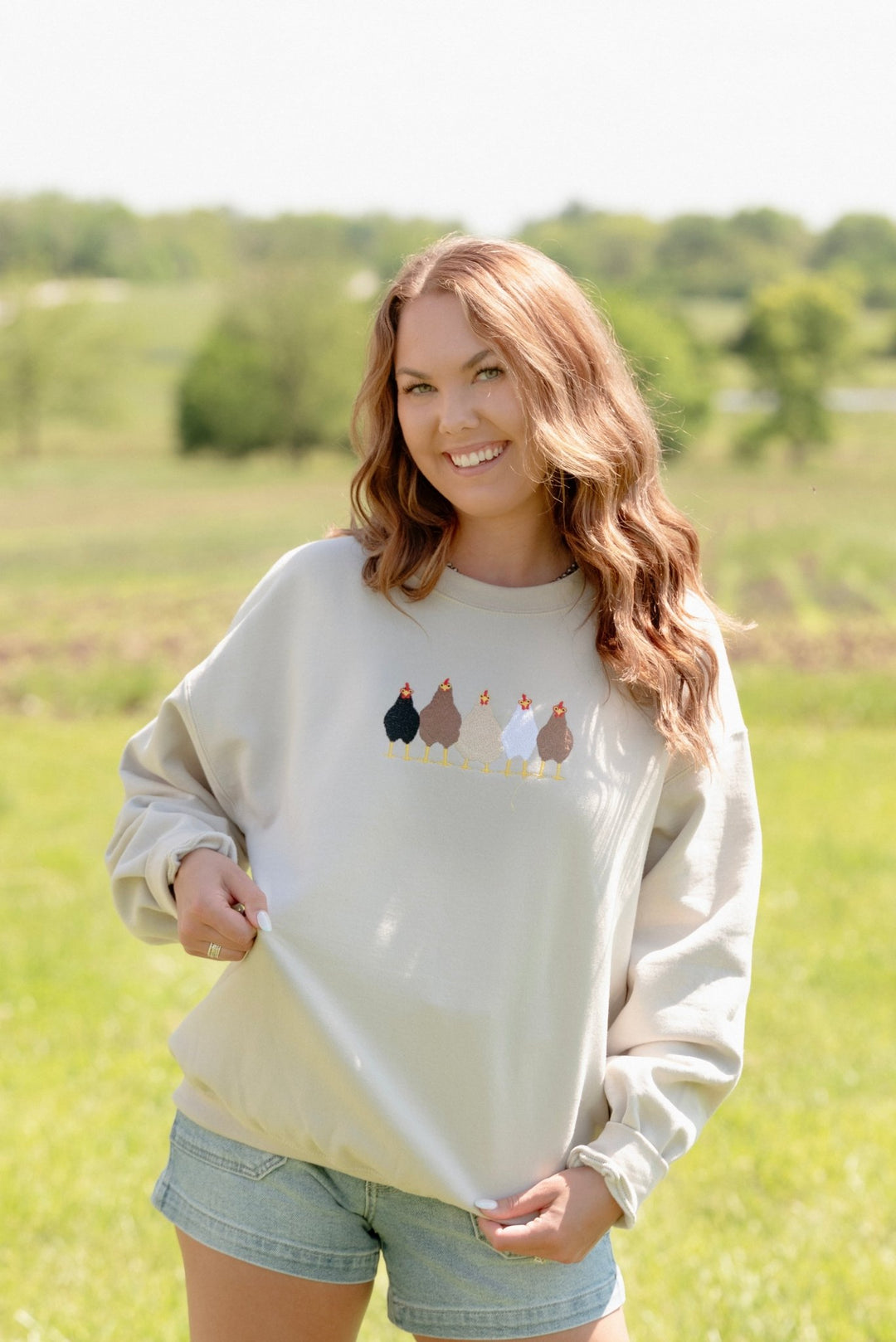 Chicken Embroidered Crewneck - Lunabelle West