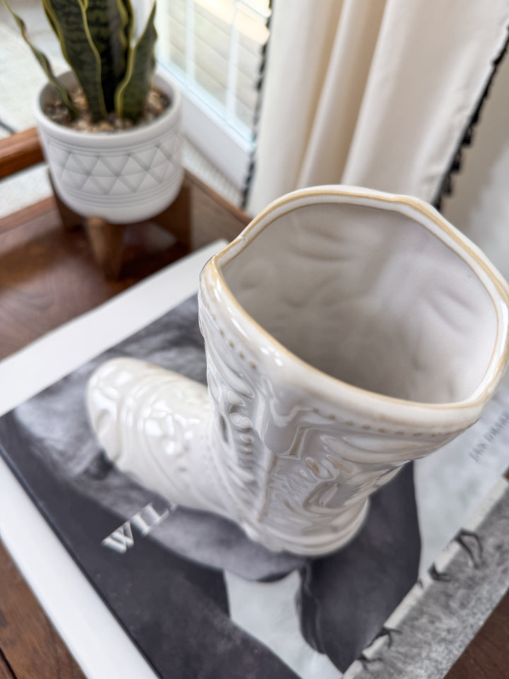Cowgirl Boot Ceramic Vase
