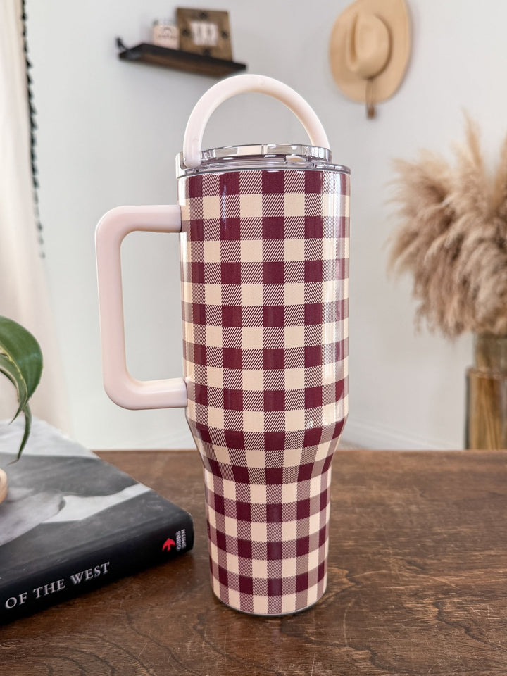 Cranberry Gingham Tumbler - Lunabelle West