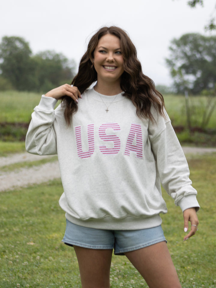 USA Patchwork Crewneck