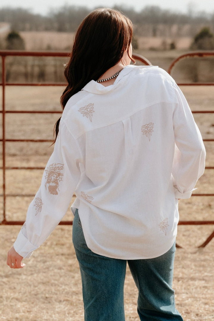 Riverton Embroidered Button Down - Lunabelle West