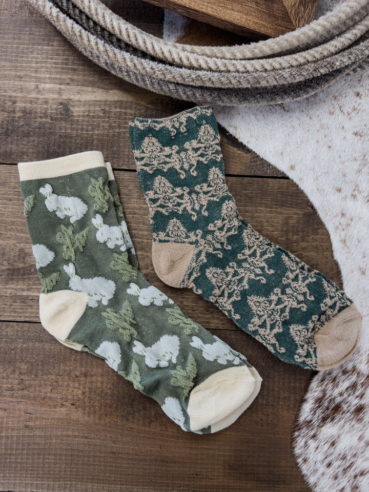 Retro Embossed Socks - Lunabelle West