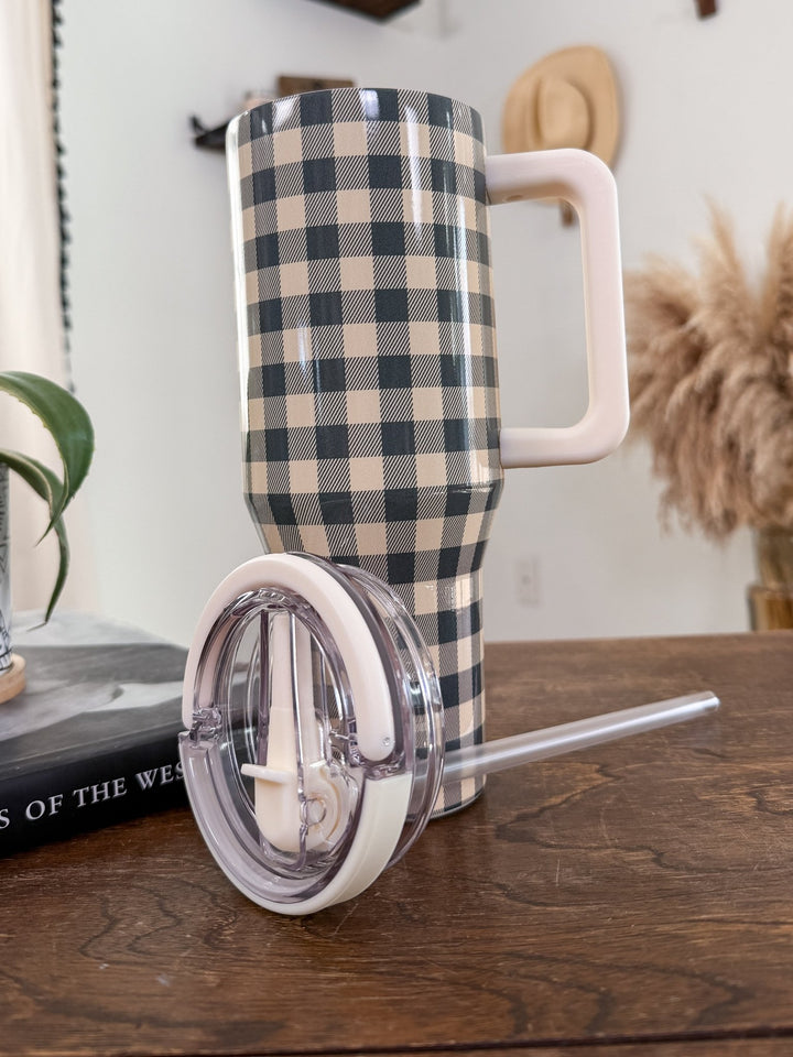 Evergreen Gingham Tumbler - Lunabelle West