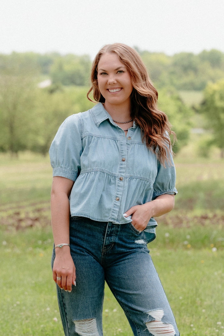 Jade Denim Top - Lunabelle West