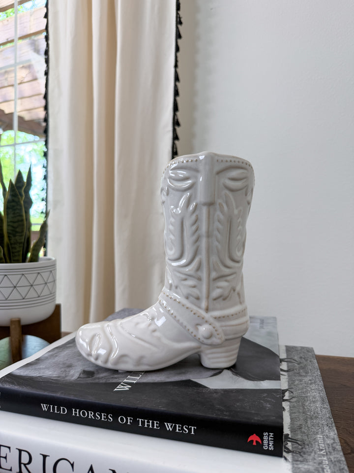 Cowgirl Boot Ceramic Vase