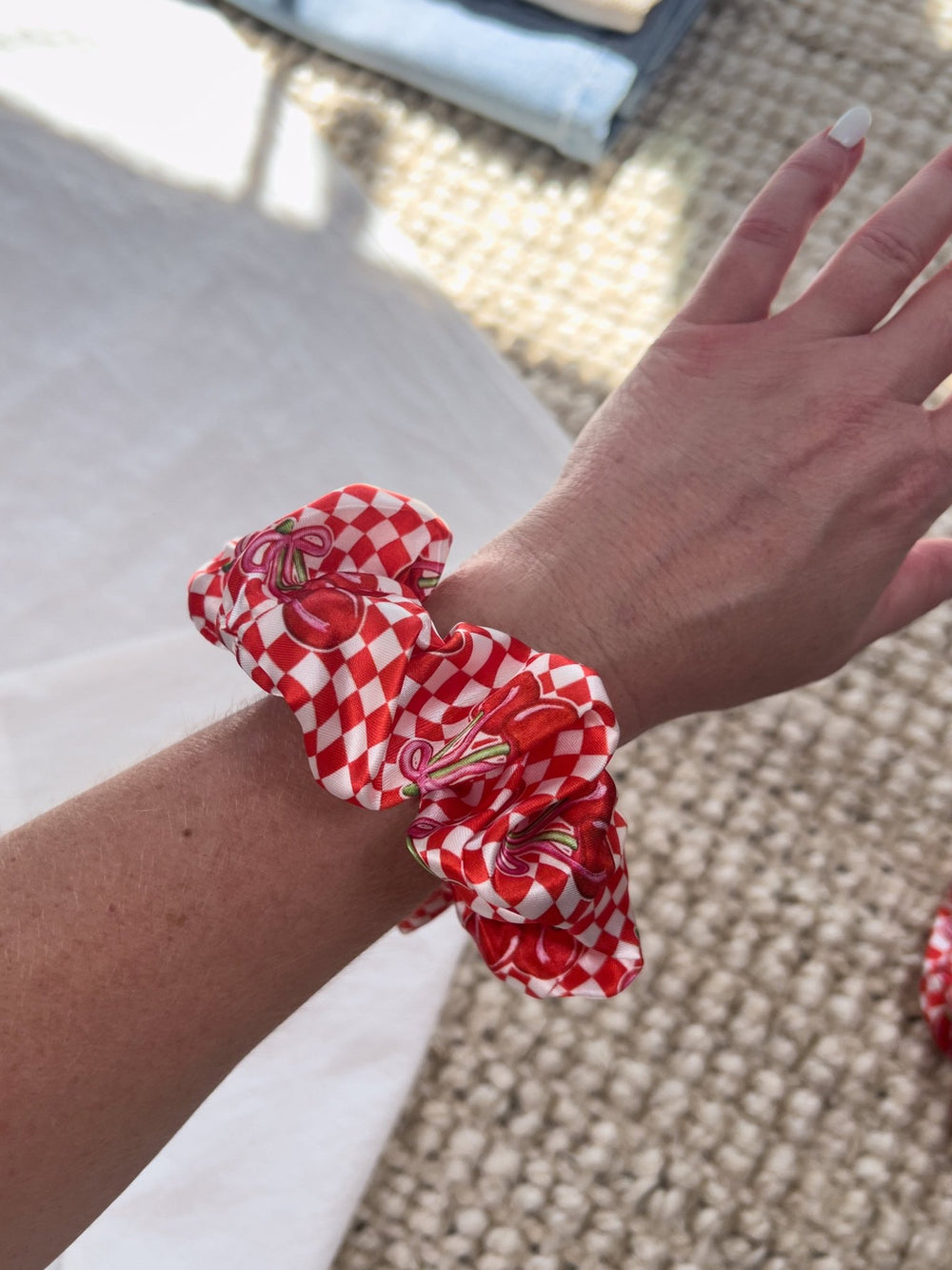 Cherry Checkered Scrunchie - Lunabelle West