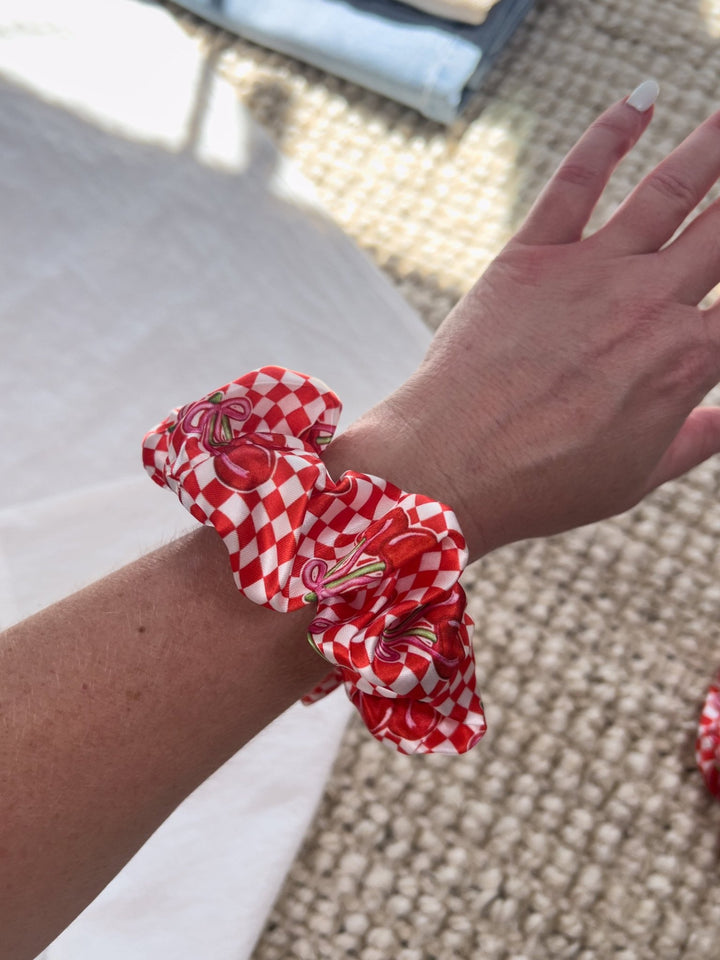Cherry Checkered Scrunchie - Lunabelle West