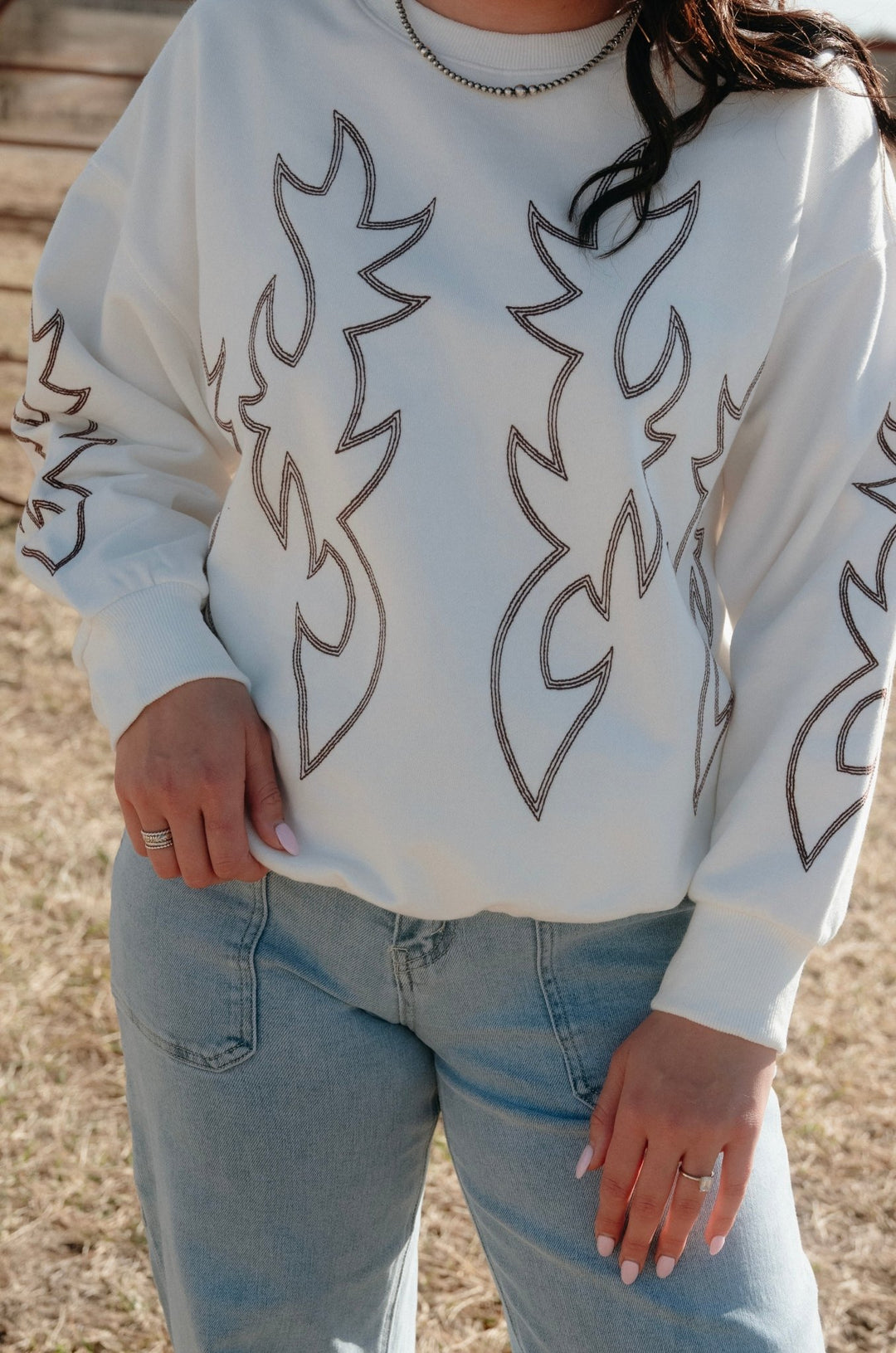 Boot Stitch Crewneck - Lunabelle West