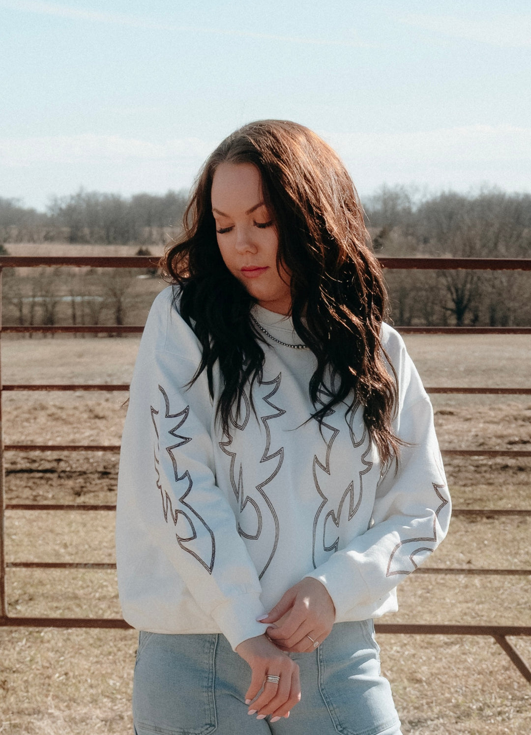 Boot Stitch Crewneck - Lunabelle West