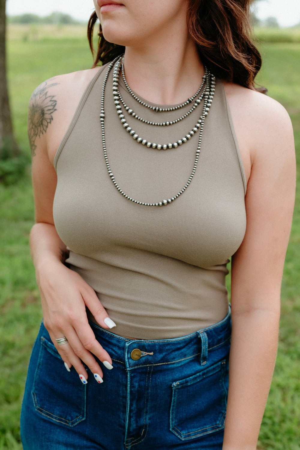 Macon Tank Top in Tan - Lunabelle West