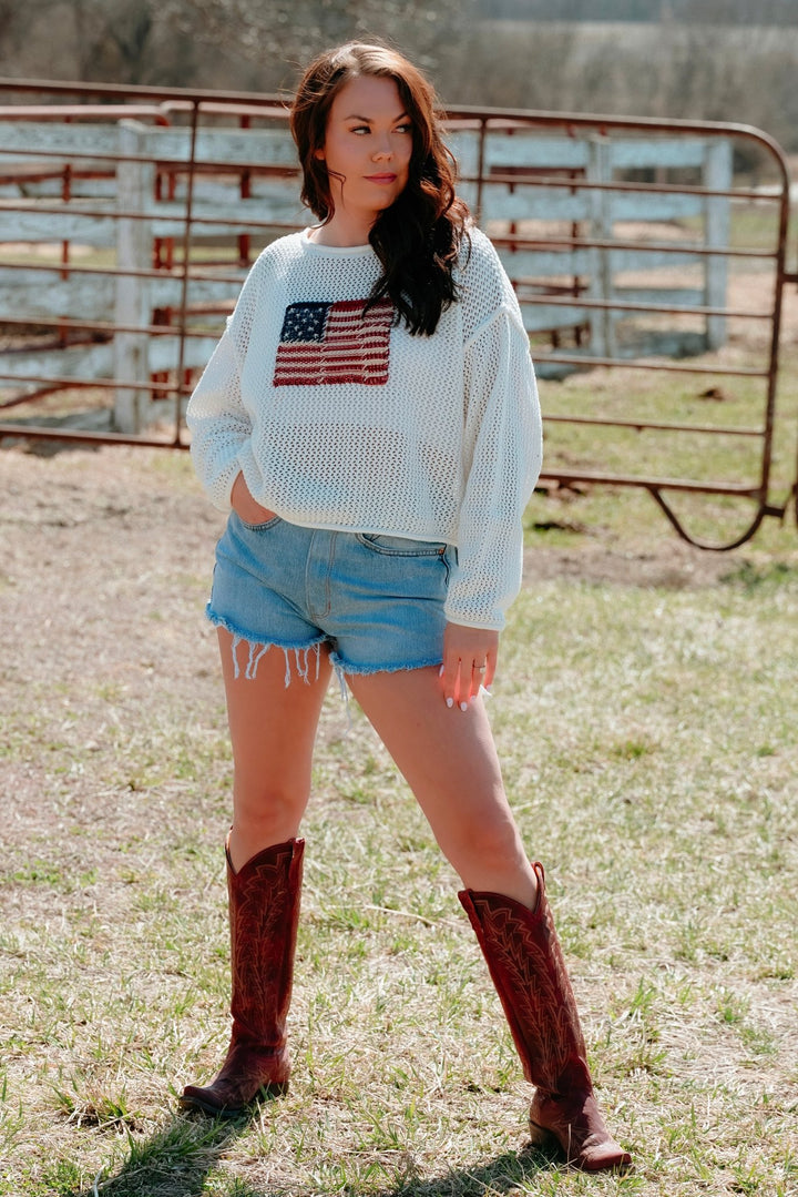American Flag Knitted Top - Lunabelle West