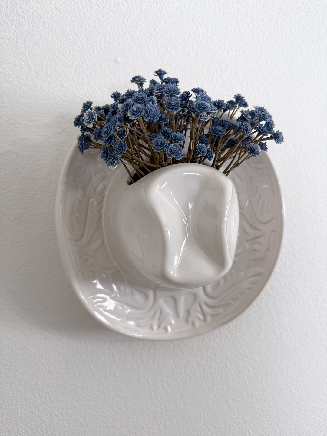 Cowgirl Hat Ceramic Hanging Vase