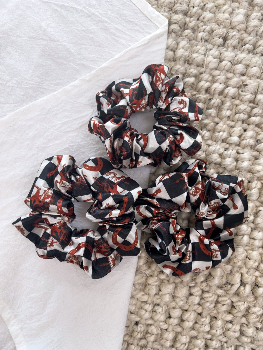 Black Checkered Scrunchie - Lunabelle West