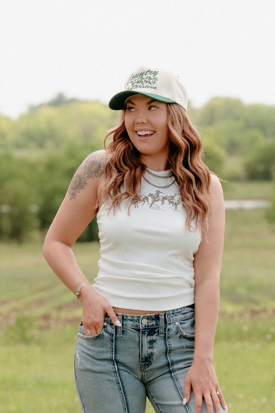 Rodeo Embroidered Tank - Lunabelle West