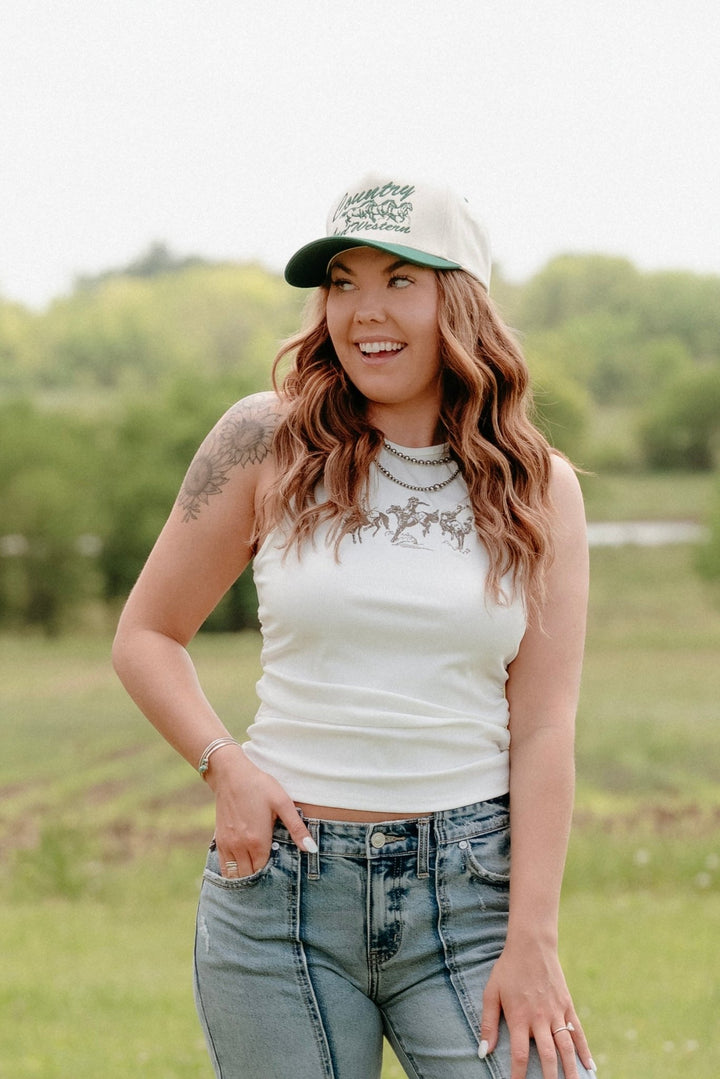 Rodeo Embroidered Tank - Lunabelle West