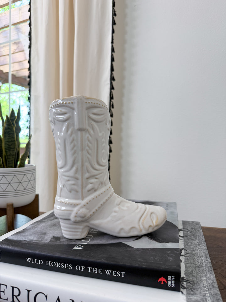 Cowgirl Boot Ceramic Vase