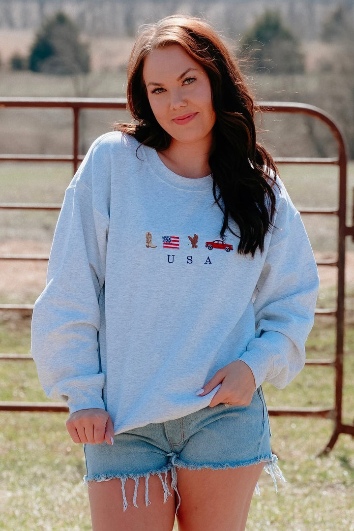 USA Embroidered Crewneck - Lunabelle West