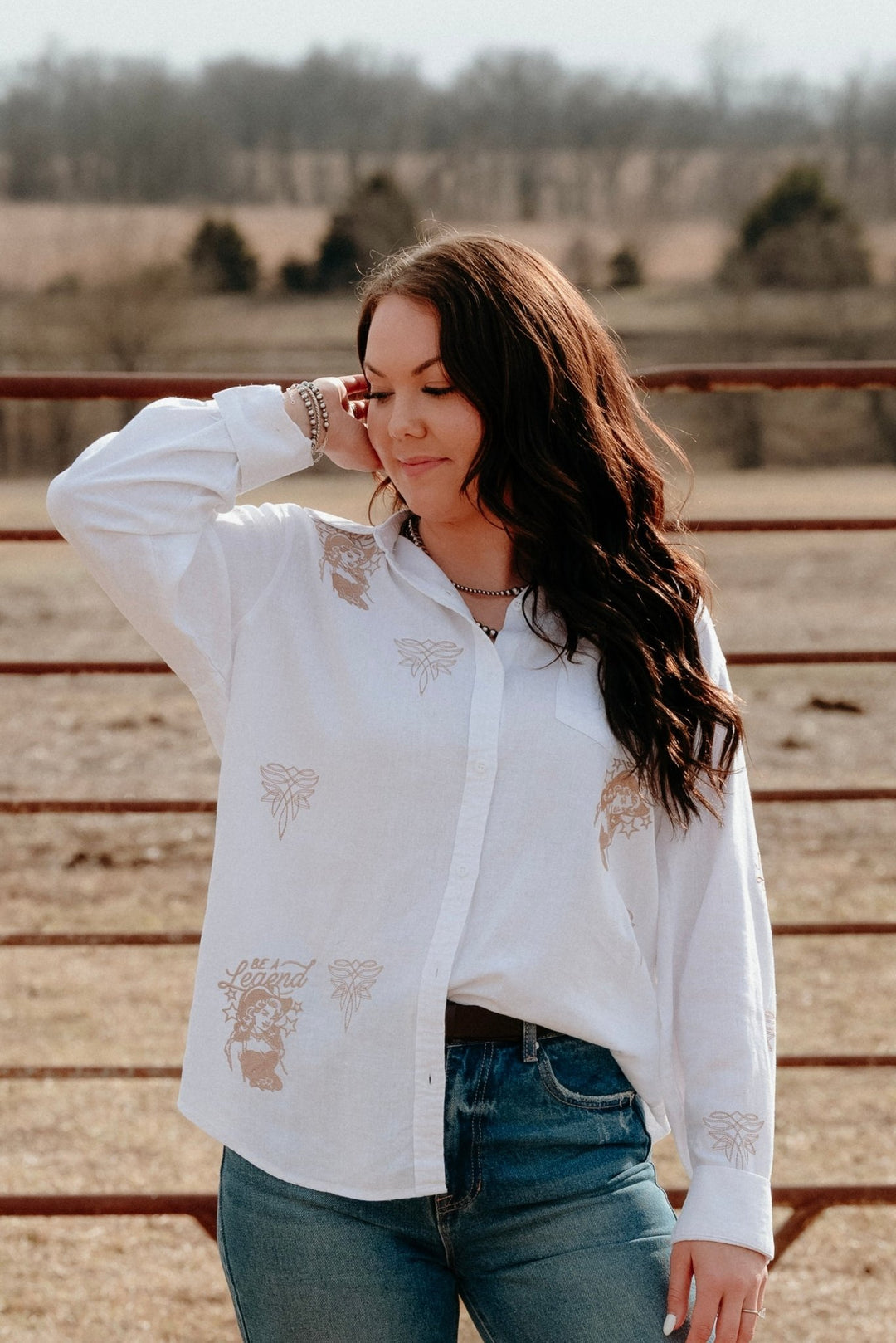 Riverton Embroidered Button Down - Lunabelle West