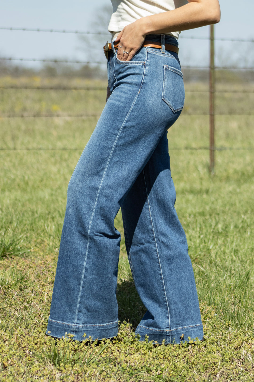 Sloane Wide Leg Denim Trousers