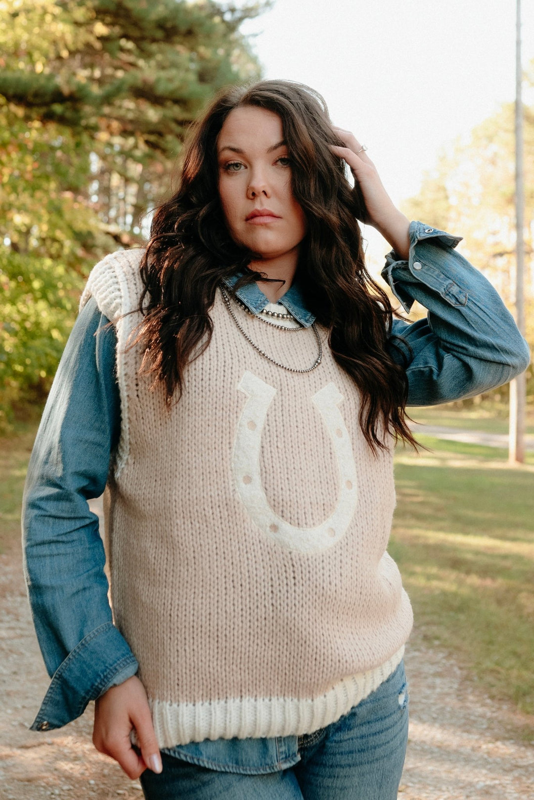 Woven Horseshoe Sweater Vest - Lunabelle West