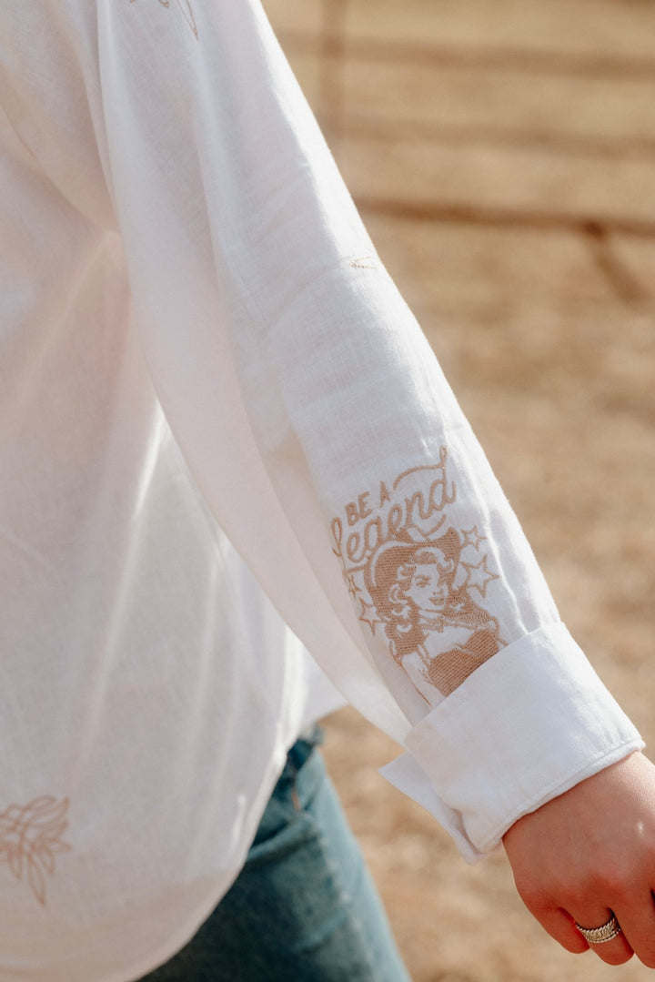 Riverton Embroidered Button Down - Lunabelle West