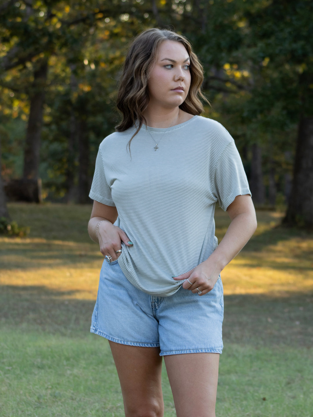Olive Stripe Tee