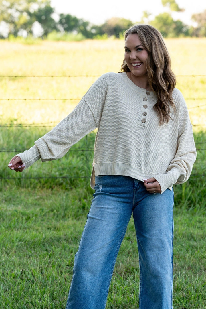 Tatum Knit Henley - Lunabelle West