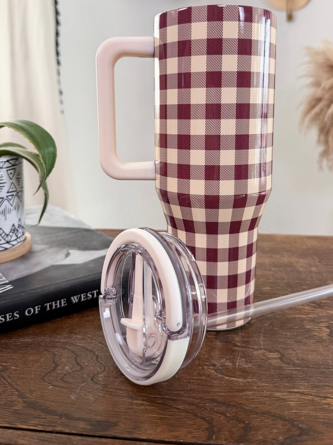 Cranberry Gingham Tumbler - Lunabelle West