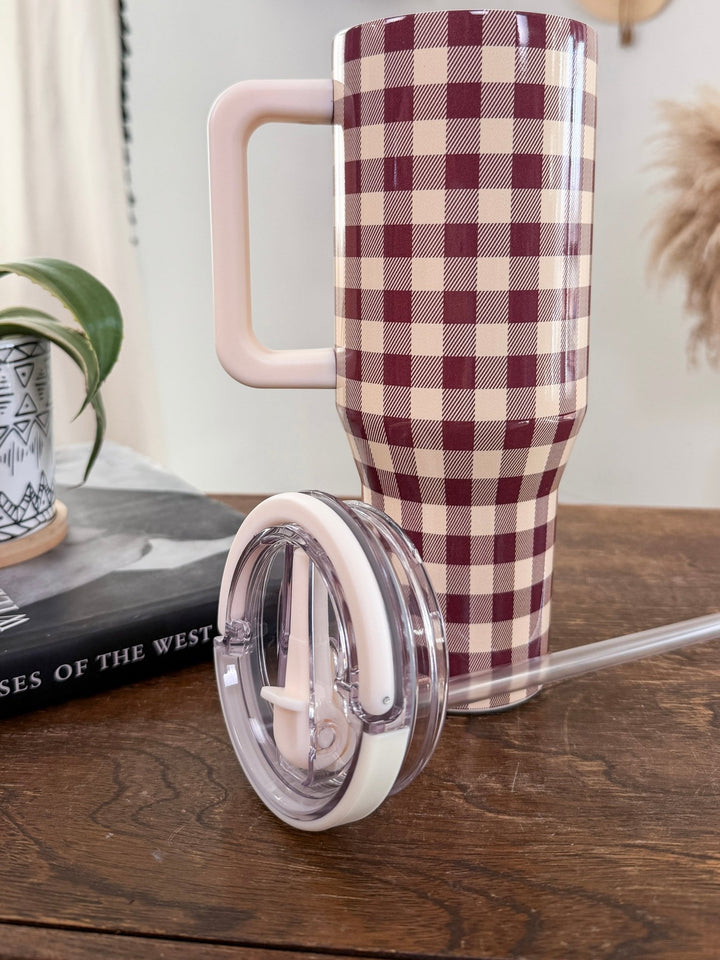 Cranberry Gingham Tumbler - Lunabelle West