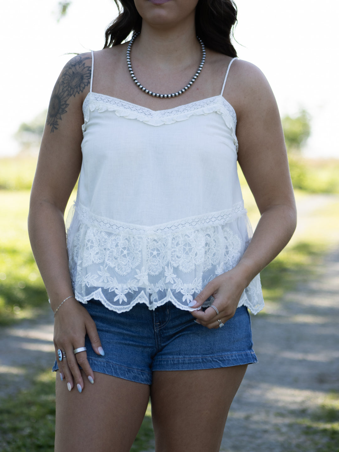 Maris Embroidered Lace Tank
