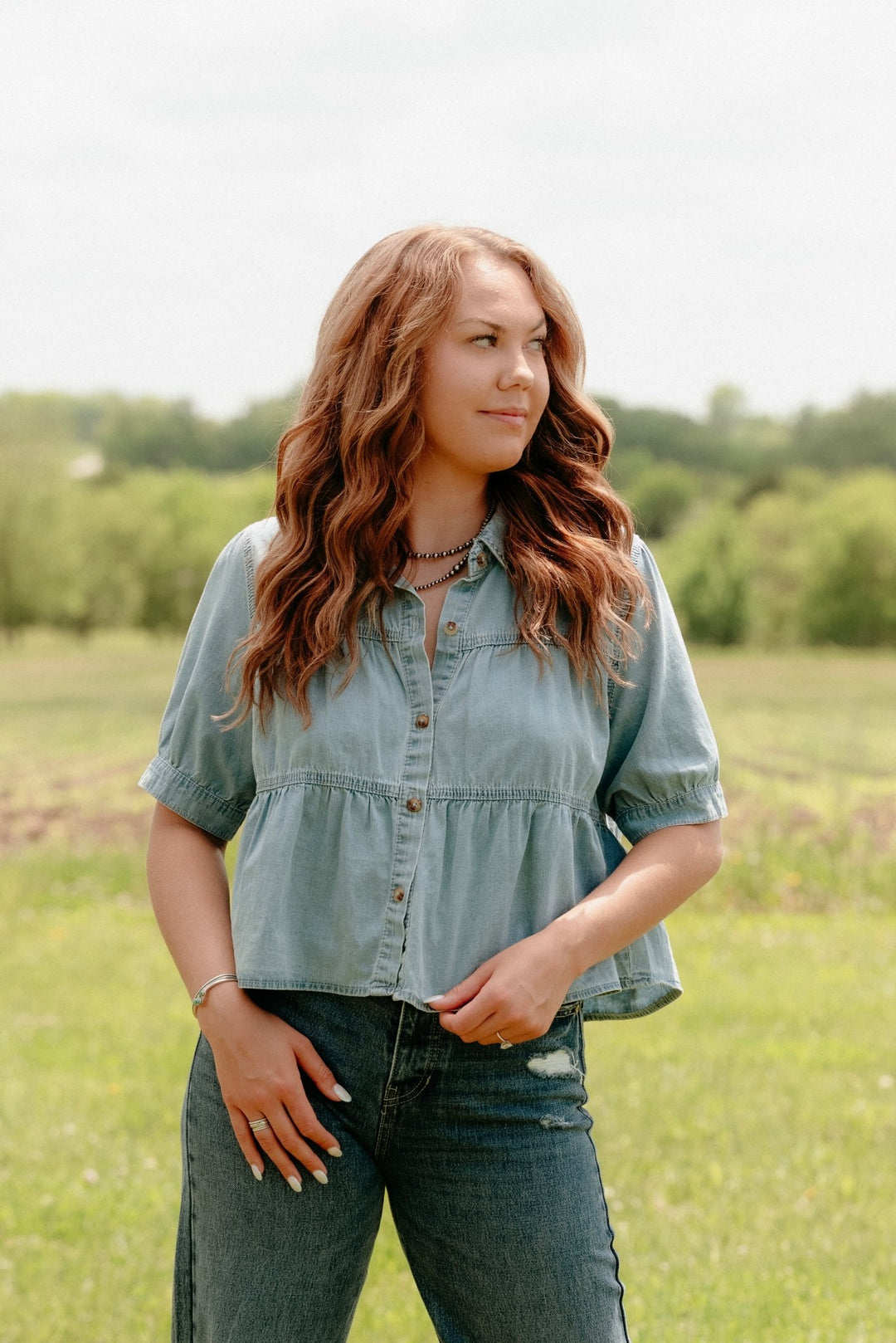 Jade Denim Top - Lunabelle West